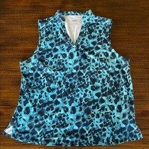 Puma Blue Sleeveless Tank Top with Mock Polo Collar